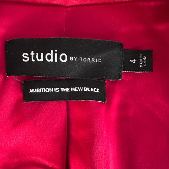 Torrid Blazer Jacket Red Double Breasted Pockets Notch Lapel Business Office 4X - Picture 5 of 15